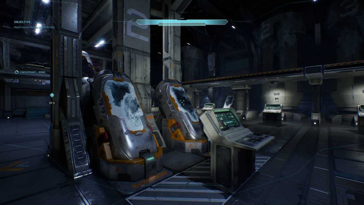 The cryo chambers the player should jump on to reach the ledge with the skull in Halo: Campaign Evolved.