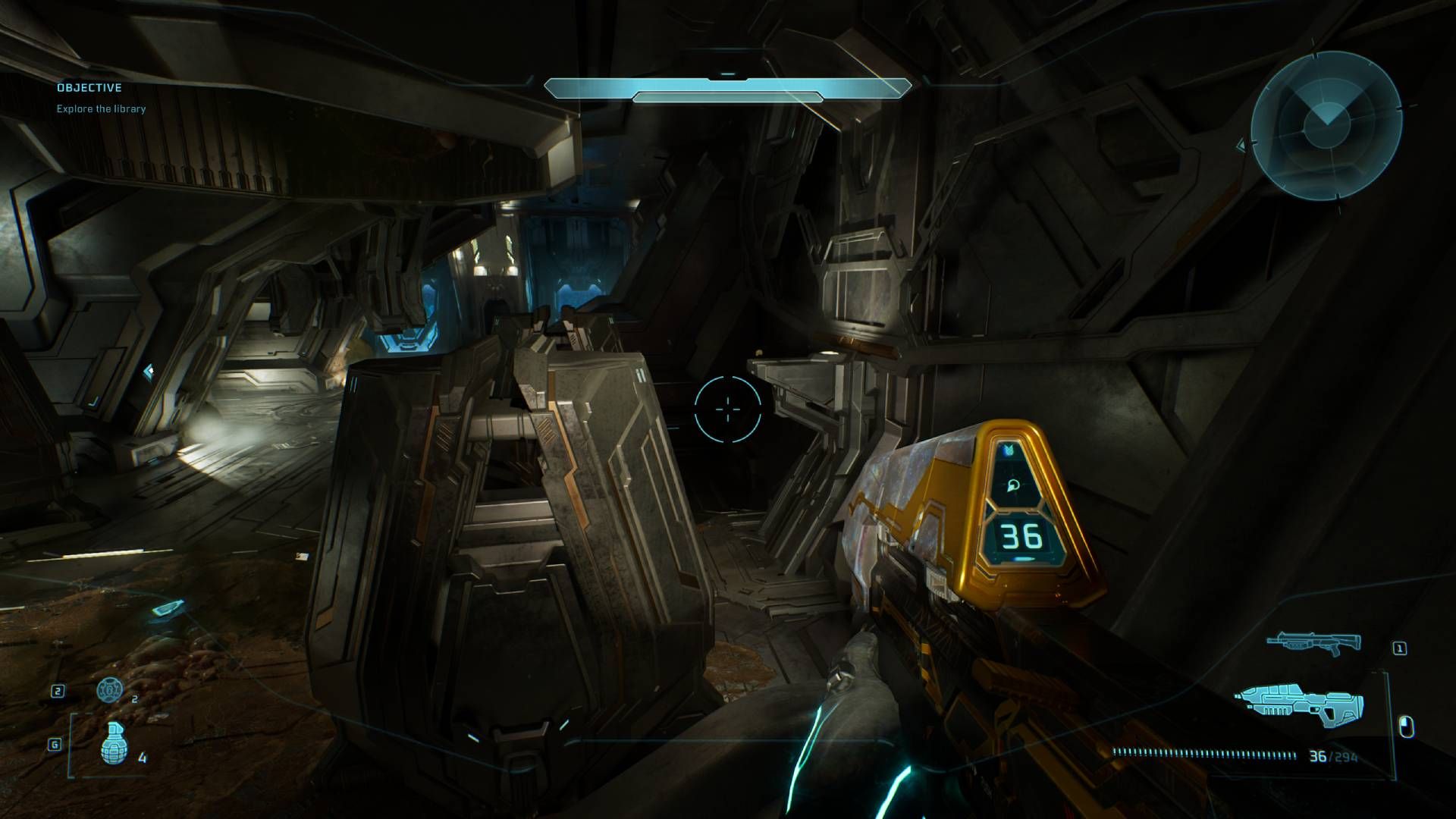 The player in Halo: Campaign Evolved standing on the slope looking at the ledge with the Pop skull on.