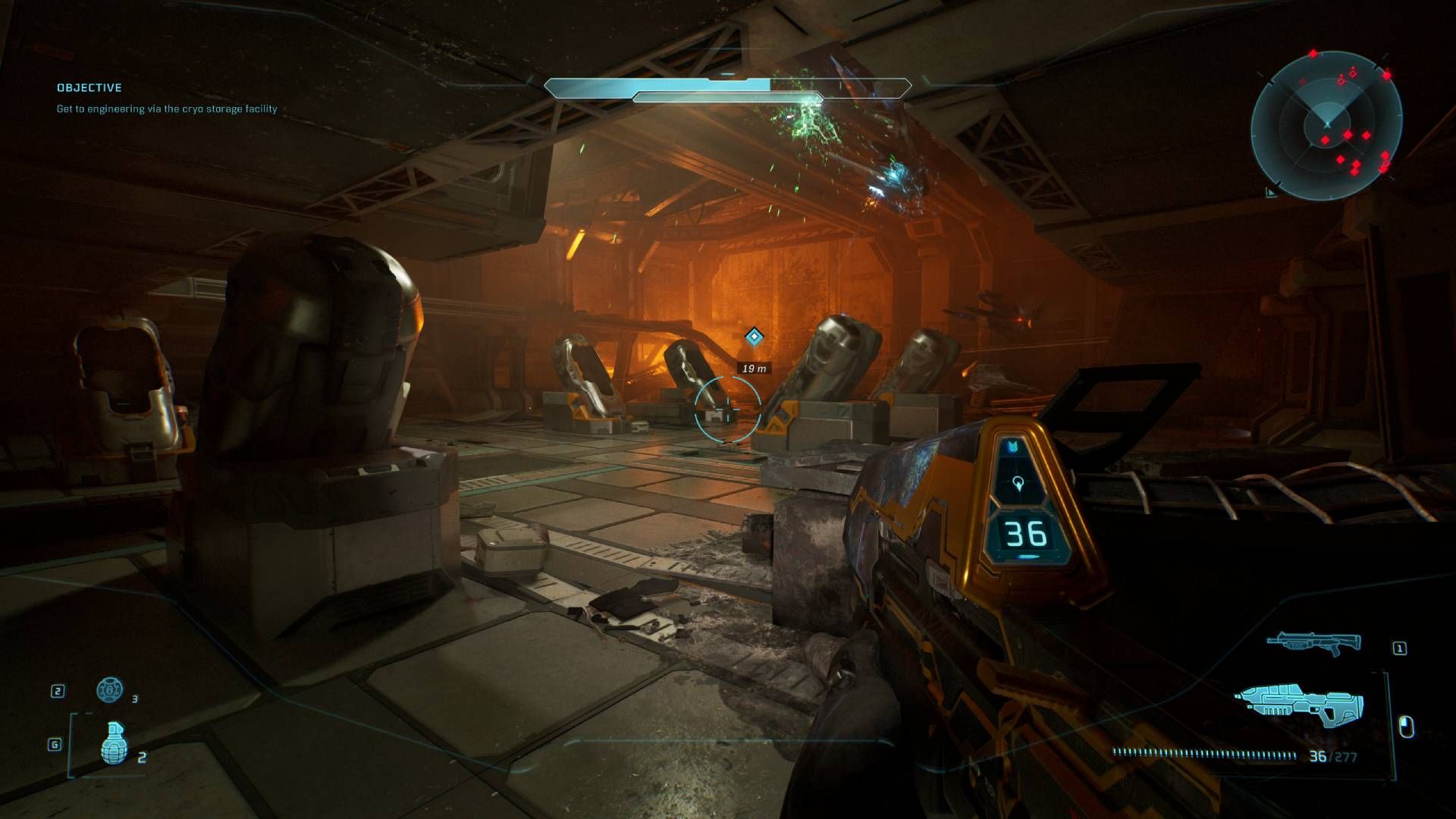  Campaign Evolved looking at a bunch of cryo pods.