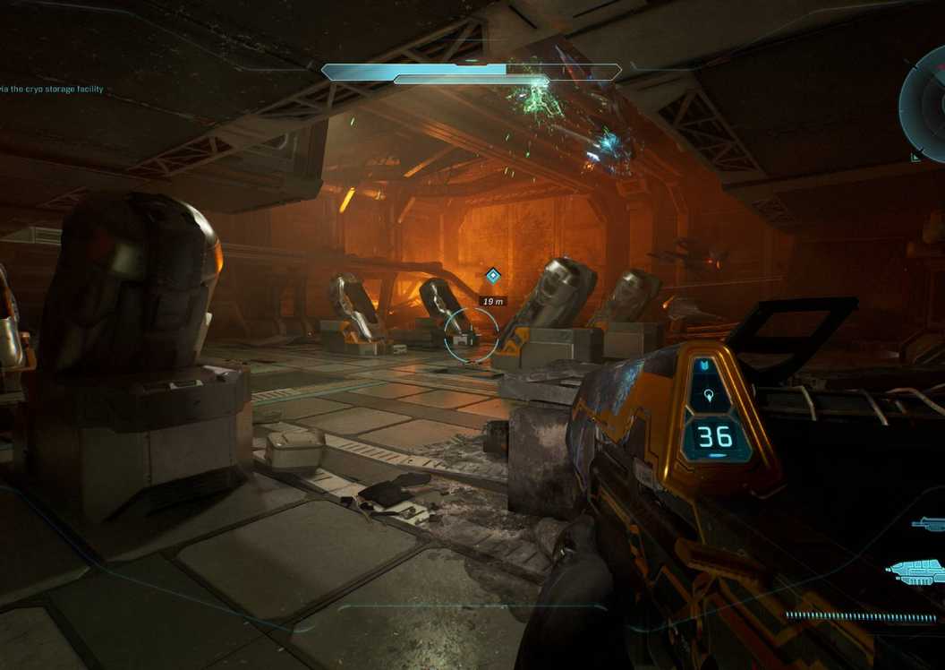 Campaign Evolved looking at a bunch of cryo pods.