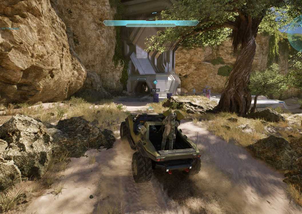 The player in Halo: Campaign Evolved driving a warthog.