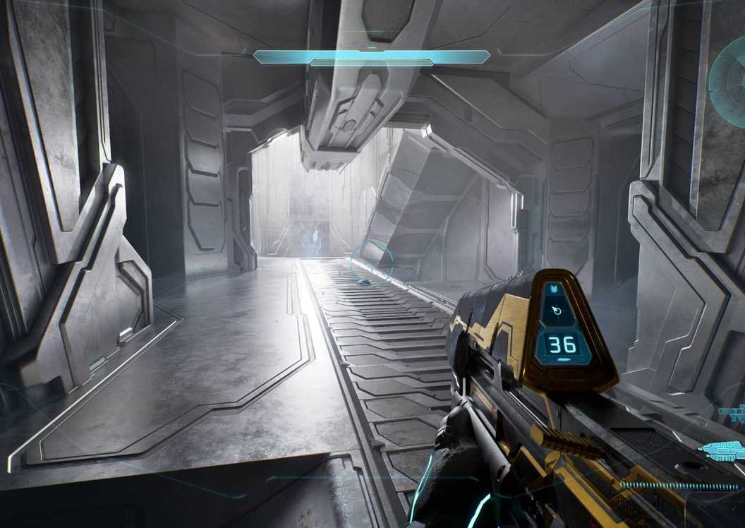 Campaign Evolved looking at the stairwell with the Hip Fire skull in.