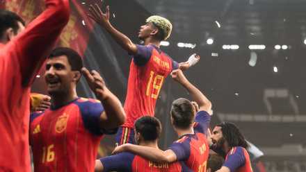 Spain players celebrate in EA Sports FC