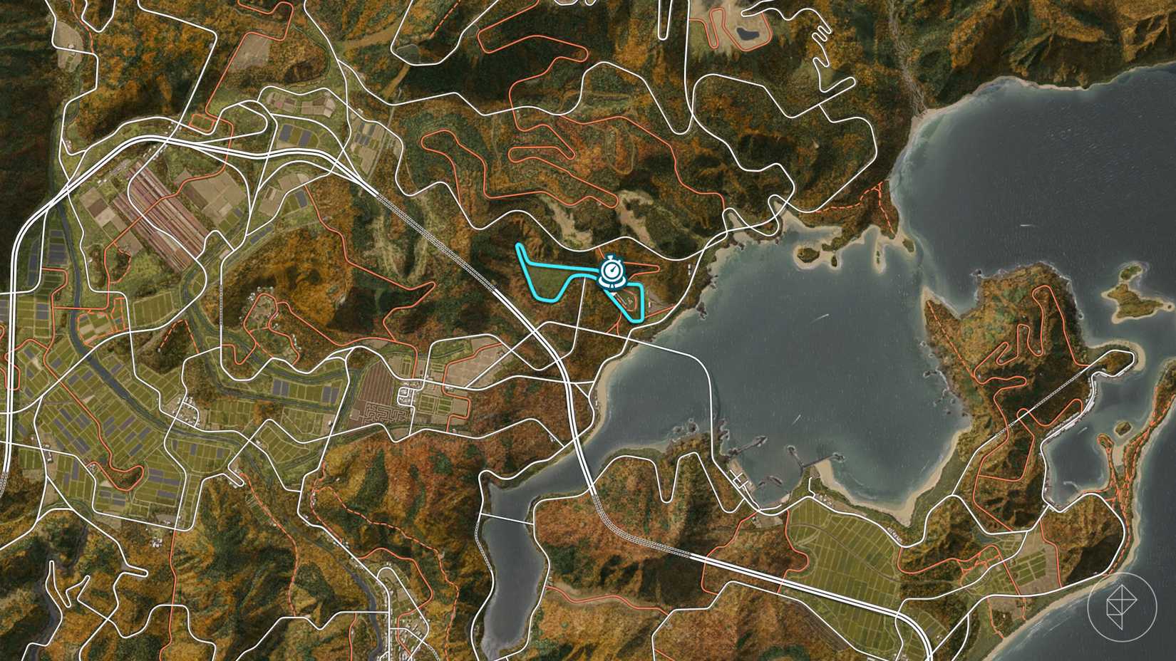 The Hokubu Time Attack circuit marked on the Forza Horizon 6 map.