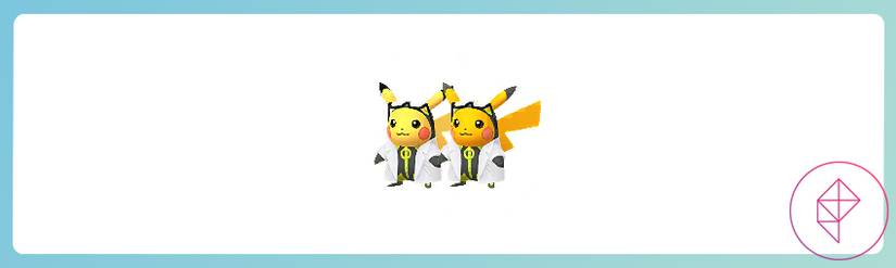 A Pikachu dressed up as Professor Willow, with its shiny form, in Pokémon Go