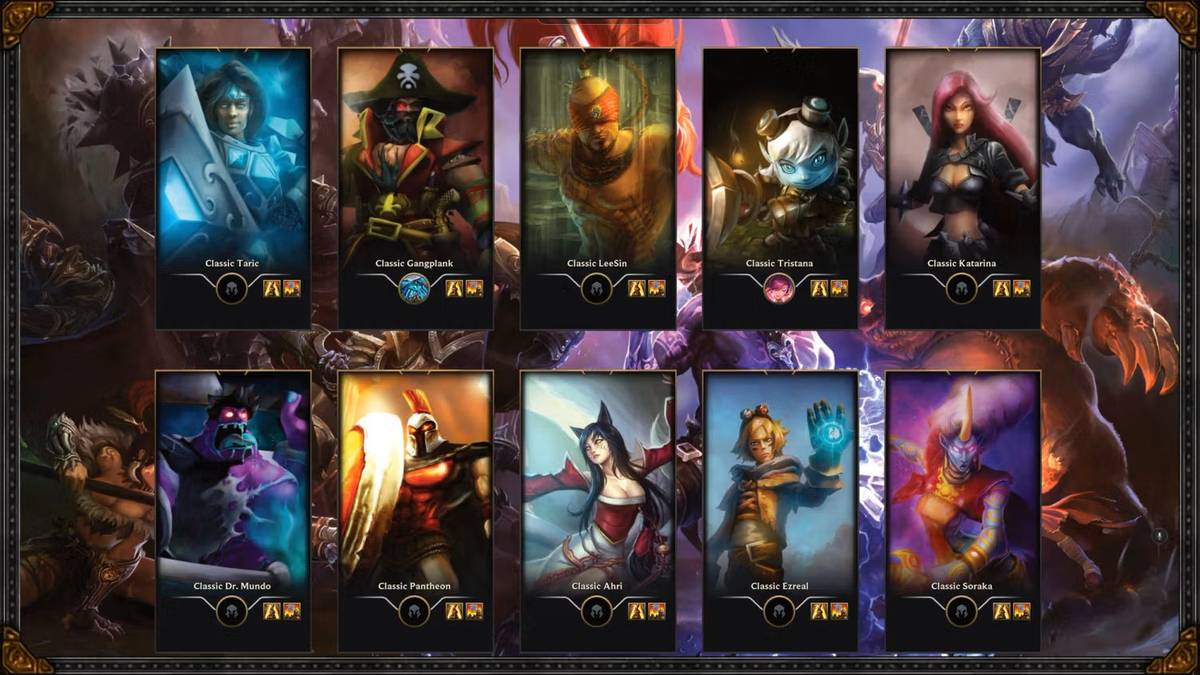 Some Champions on a loading screen in League of Legends Classic