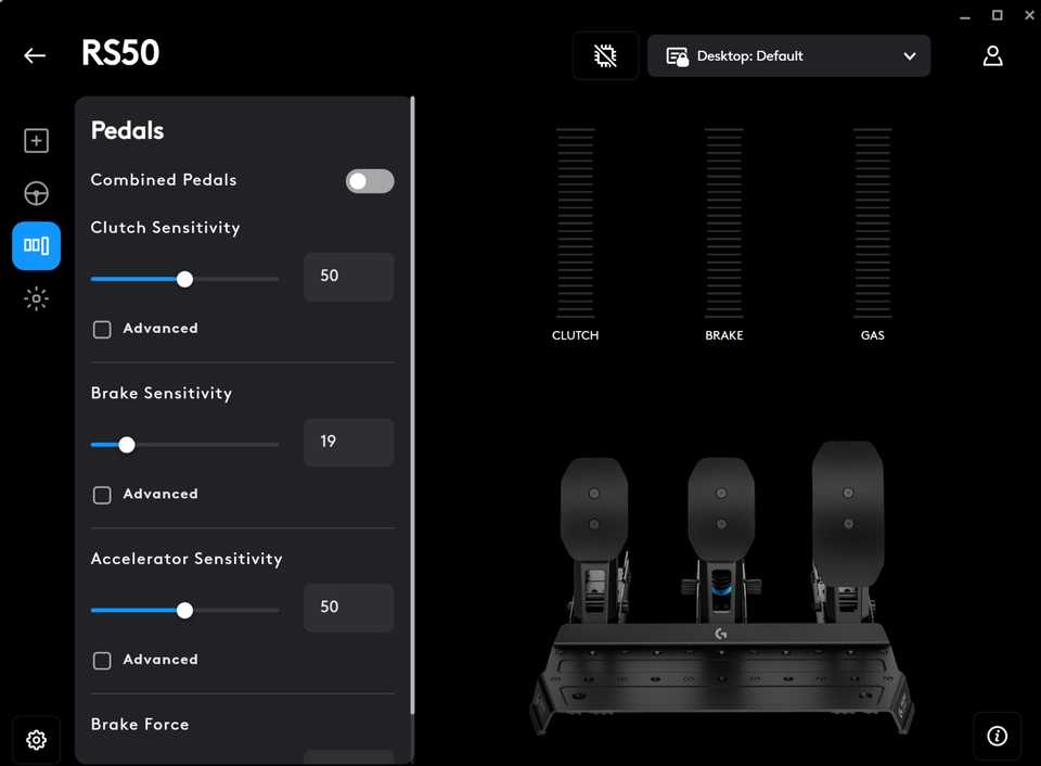 logitech racing wheel main settings
