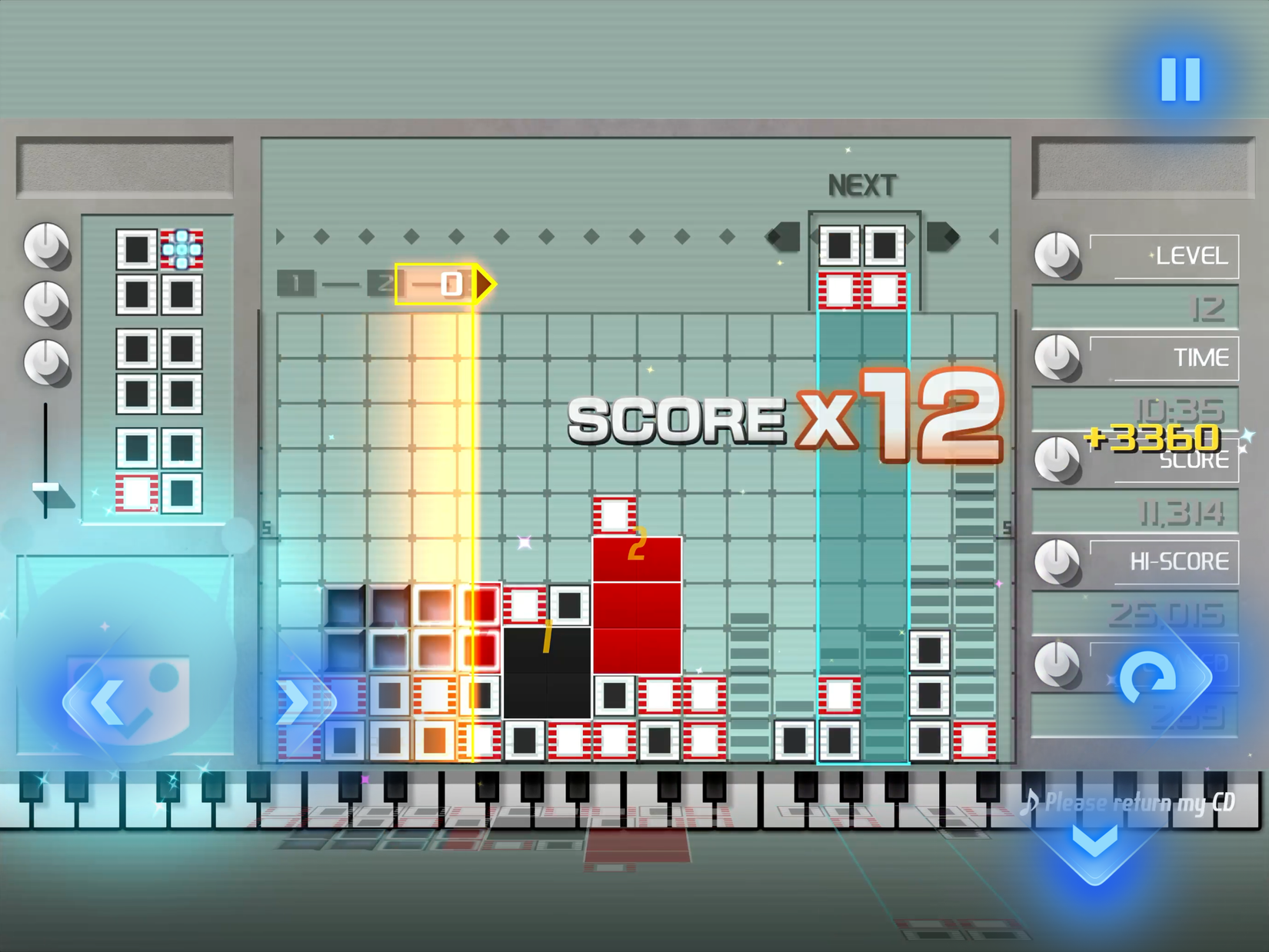 A piano level appears in Lumines Remastered.
