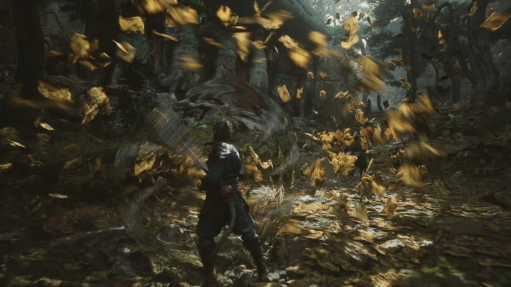 Lá bay quanh nhân vật chính trong Black Myth: Wukong