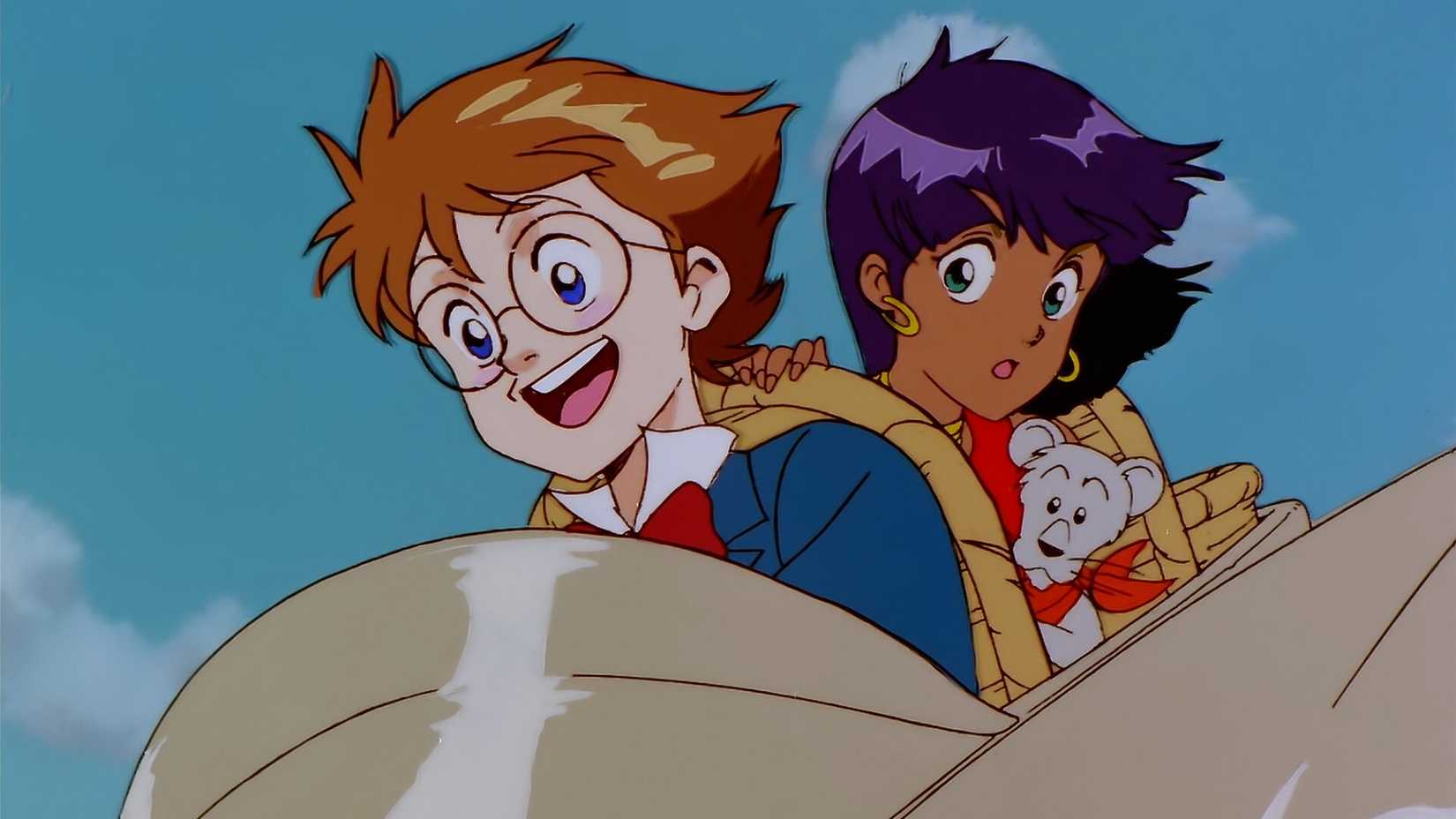 The two protagonists of Nadia: The Secret of Blue Water ride an airplane