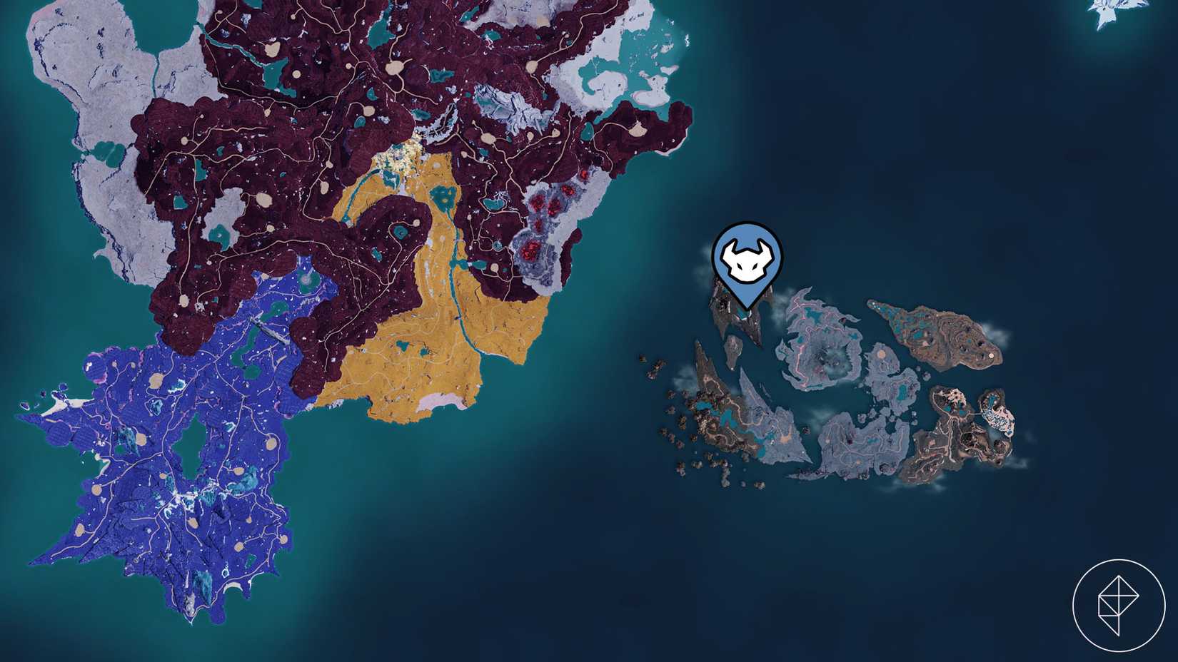 A Palworld map showing where you can find the Jetragon Pal