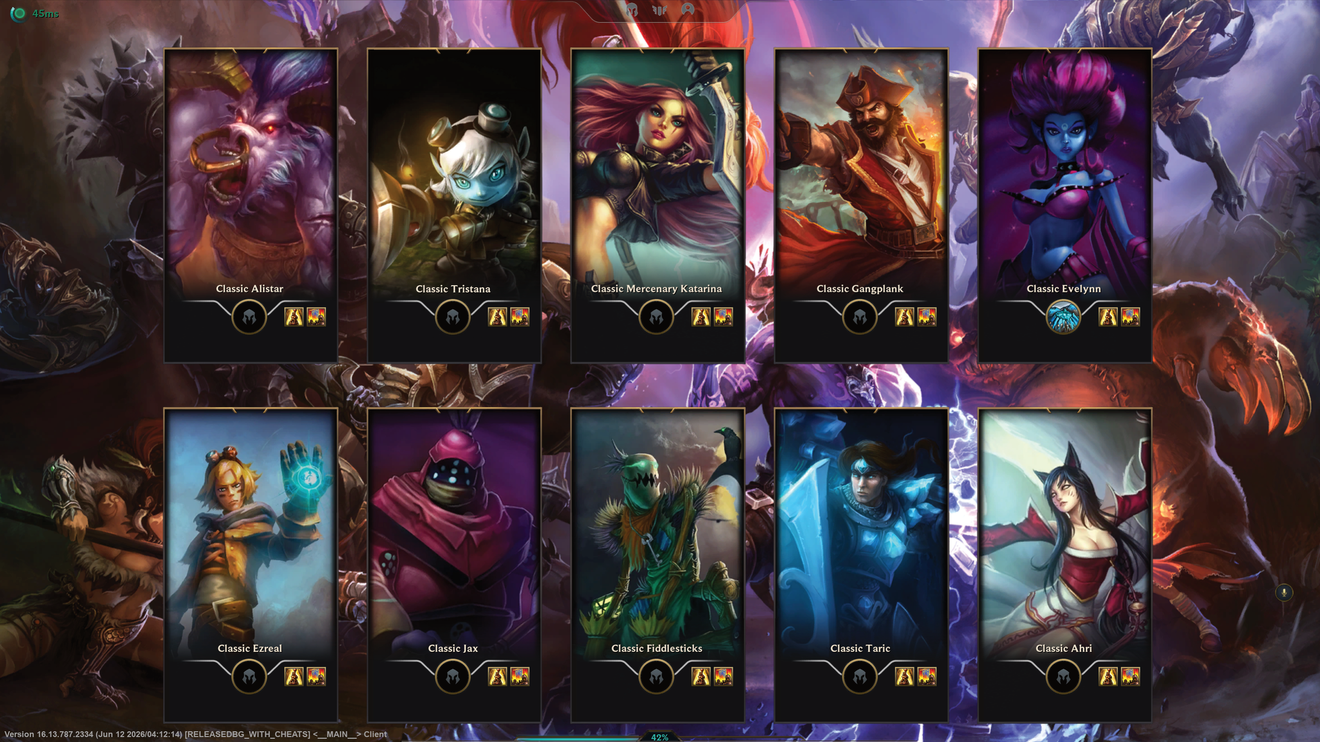 A League of Legends Classic loading screen featuring champions 10 champions.