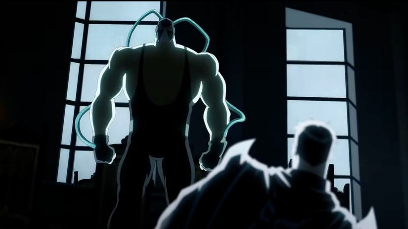 Bane looms over Batman in Batman: Knighfall - Part 1