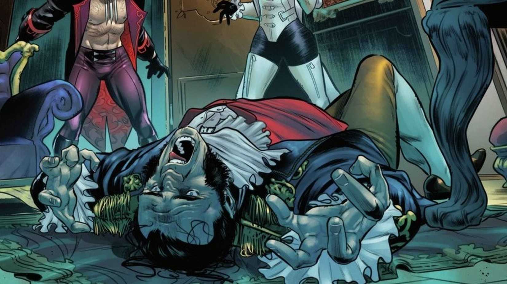 Sebastian Shaw lies dead on the ground