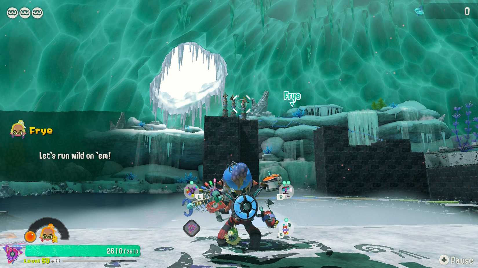 The Mechanic stands at the start of Awlmun Den in Splatoon Raiders.
