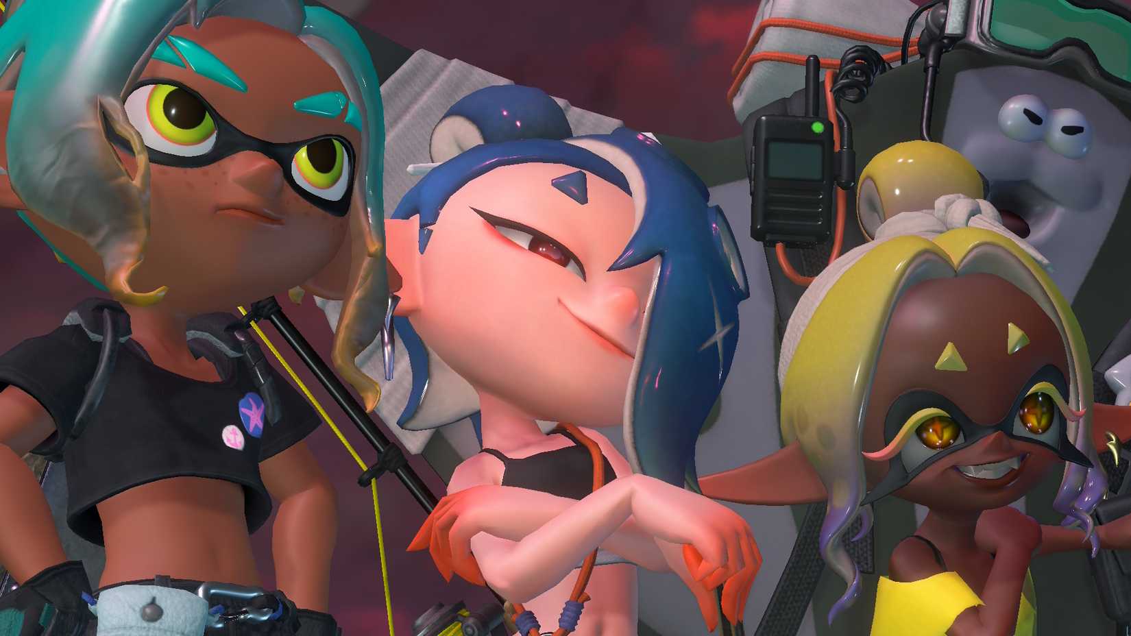 The Mechanic and Deep Cut pose together in Splatoon Raiders.