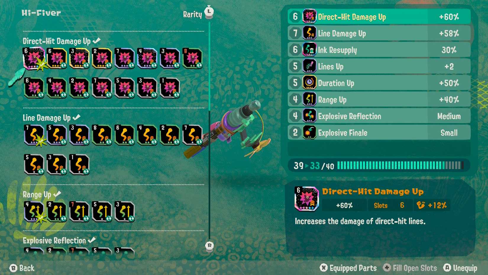 A player mods the Hi-Fiver gadget in Splatoon Raiders.