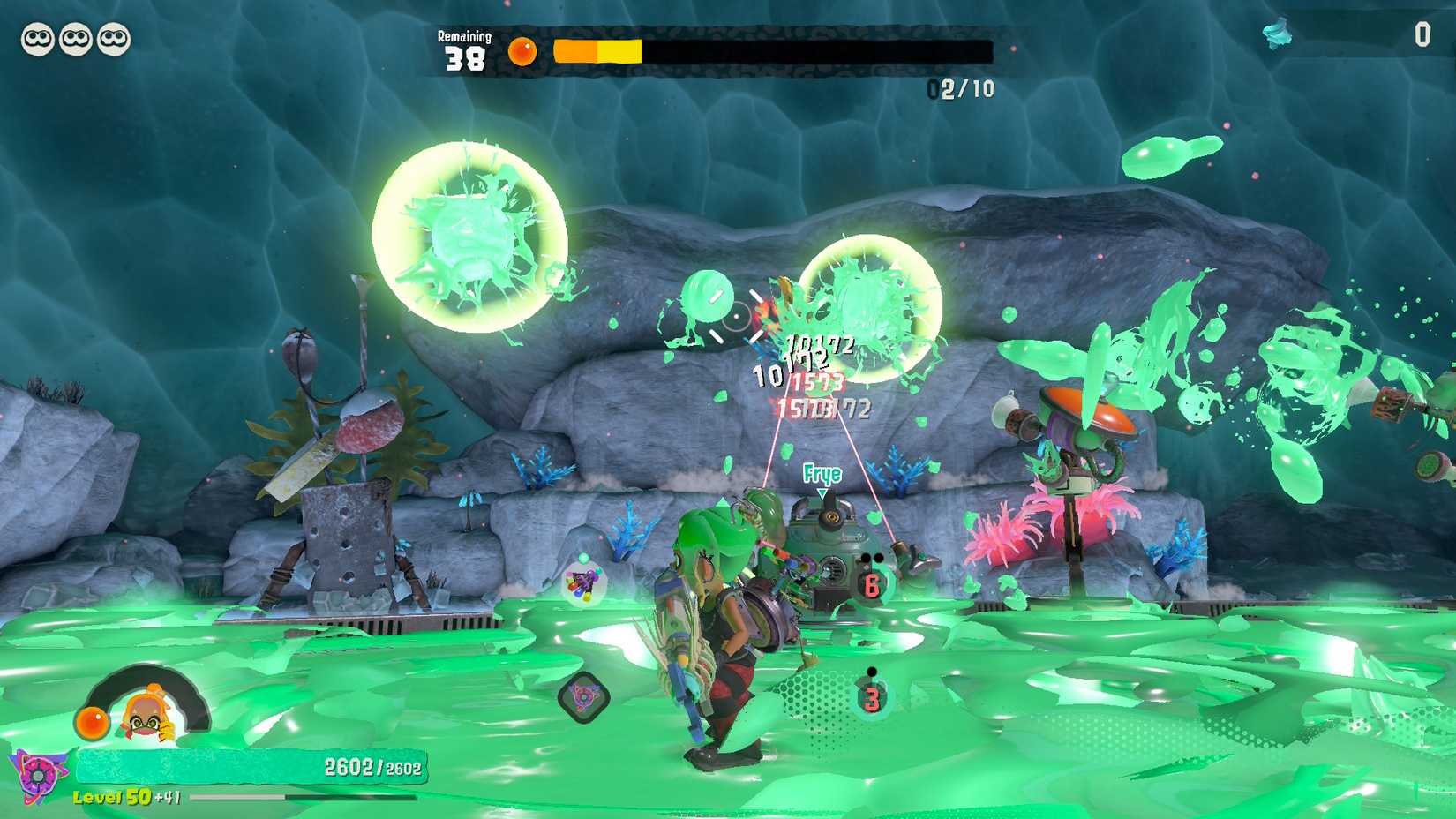 An Inkling fights a Smallfry in Splatoon Raiders.