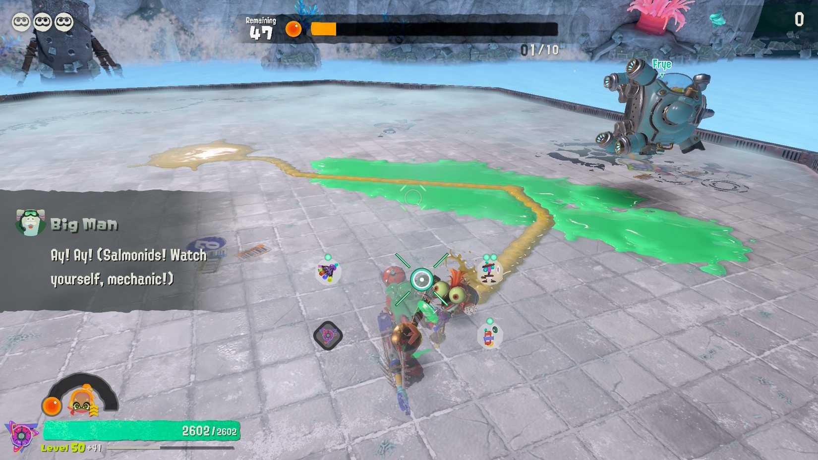 A smallfry attacks an Inkling in Splatoon Raiders.