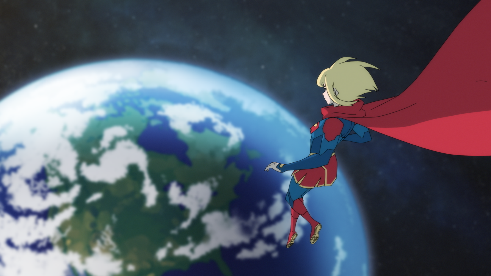 Supergirl hovers above Earth in My Adventures with Superman