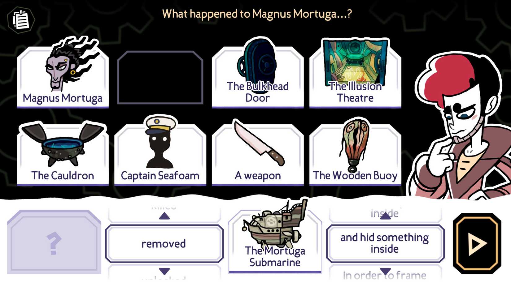 Detective Grimoire solves a puzzle in The Mermaid Mask.