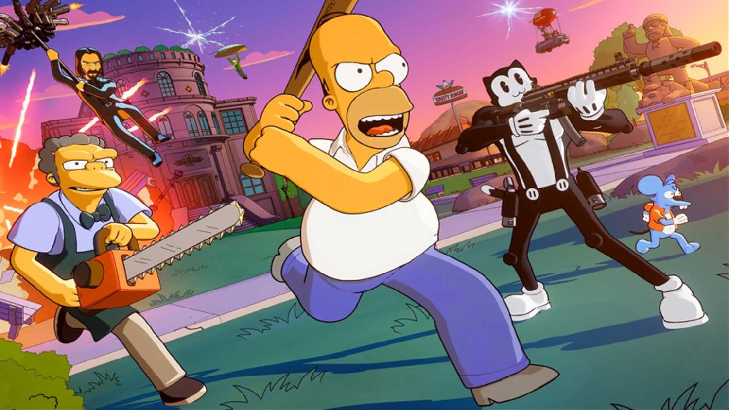 homer simpsons holding a bat in fortnite reload