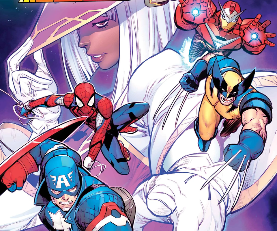 The cover for the Marvel Tokon tie-in comic, showing heroes flying towards the viewer