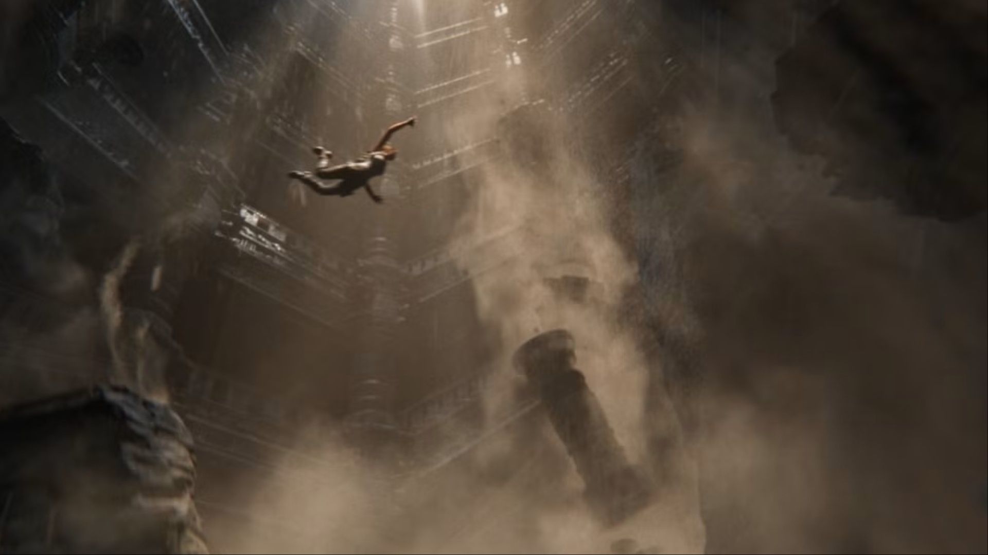 lara croft jumps from ruins in tomb raider catalyst
