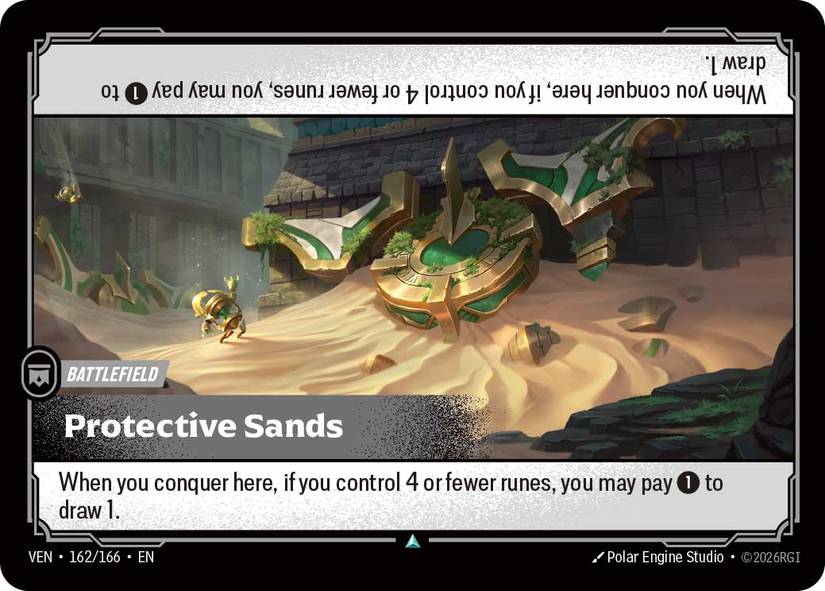 Exclusive League of Legends TCG reveal showcases Protective Sands, a new battlefield for Riftbound: Vendetta
