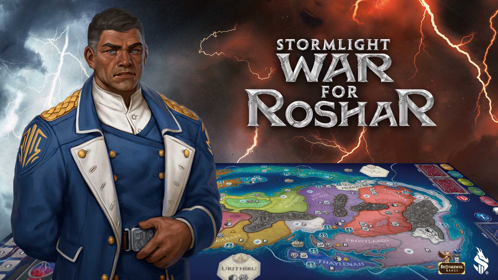 Dalinar đứng cạnh bàn cờ Stormlight: War for Roshar