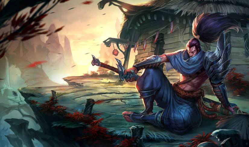 Yasuo posing with his sword.