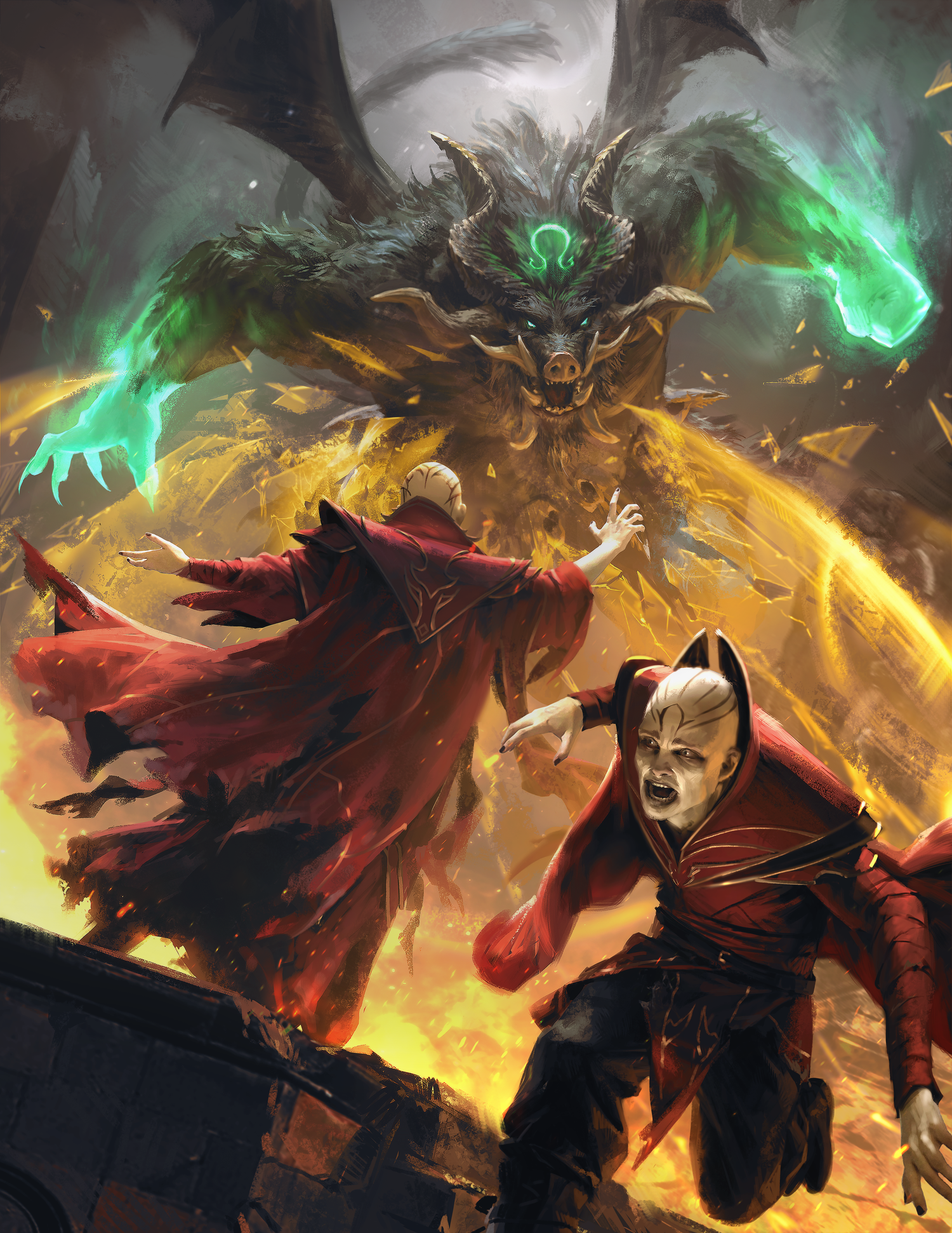  Deadfall D&D book, with Red Wizards fleeing from a Nalfeshnee demon