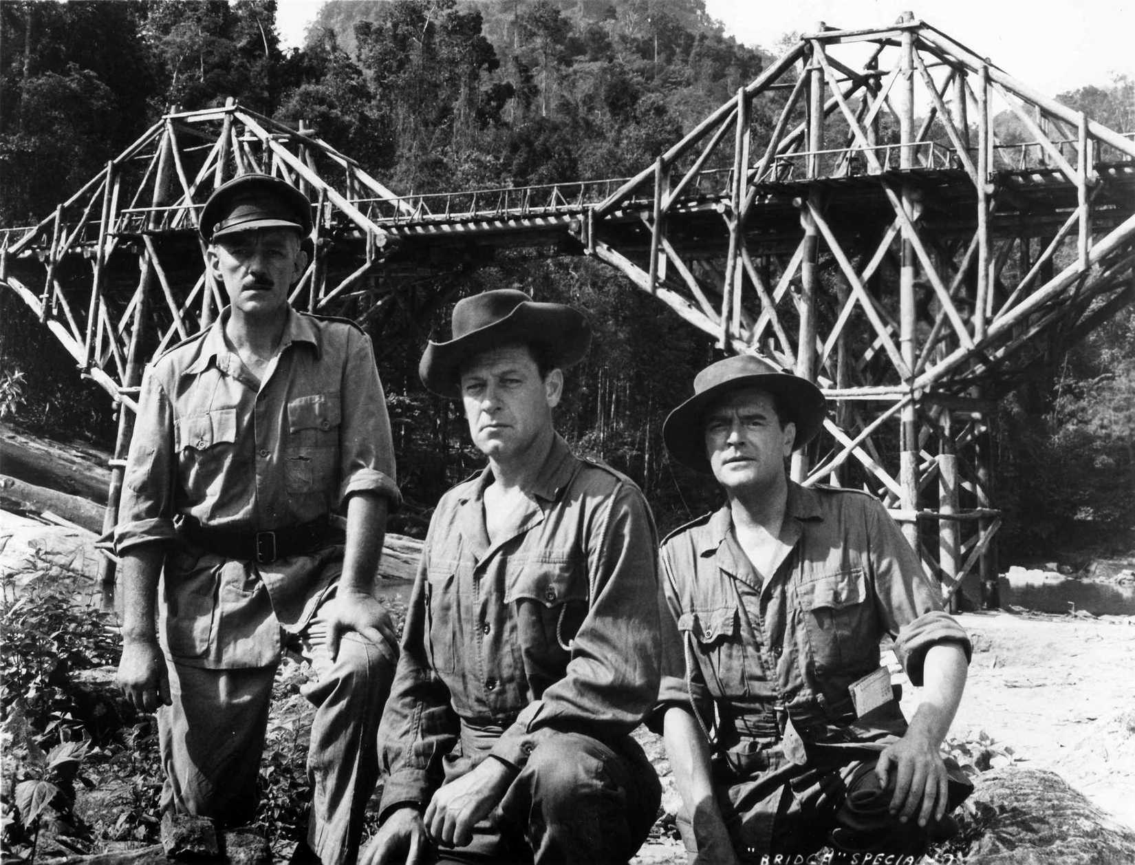 Alec Guinness, William Holden, and Jack Hawkins in The Bridge on the River Kwai