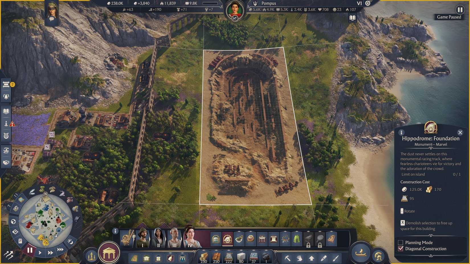 The Hippodrome foundations in Anno 117