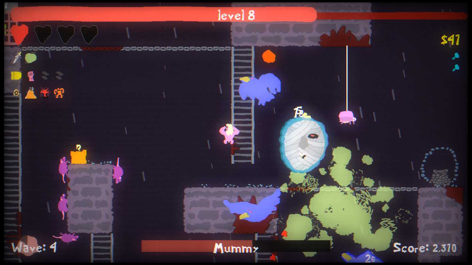 A mummy boss appears in Blood Dungeon.