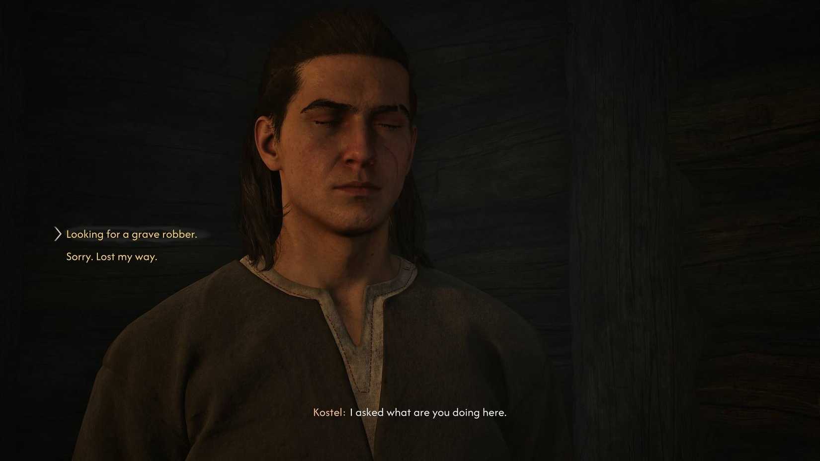Coen with his eyes shut in The Blood of Dawnwalker.