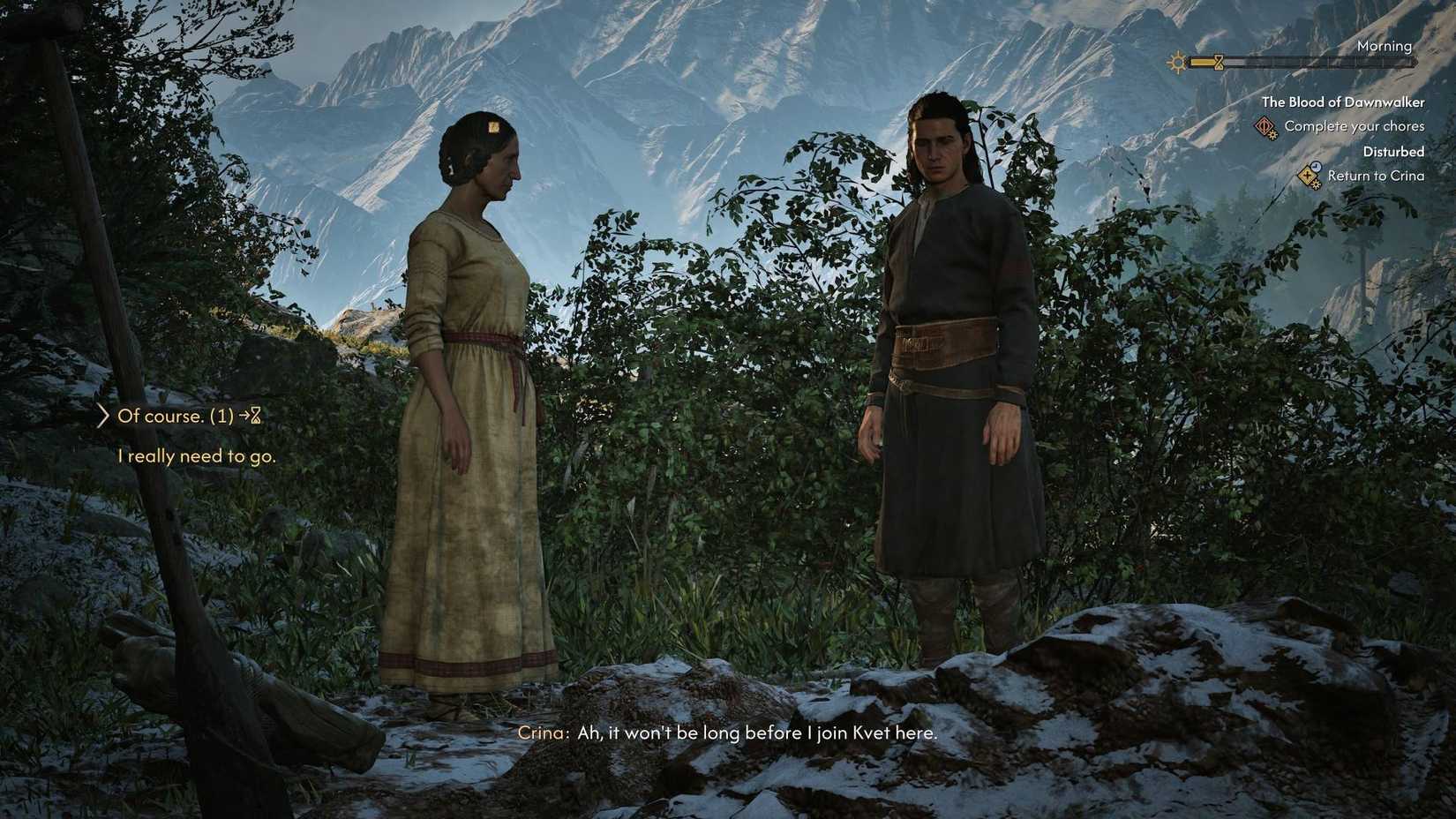 Coen standing next to Crina in The Blood of Dawnwalker.
