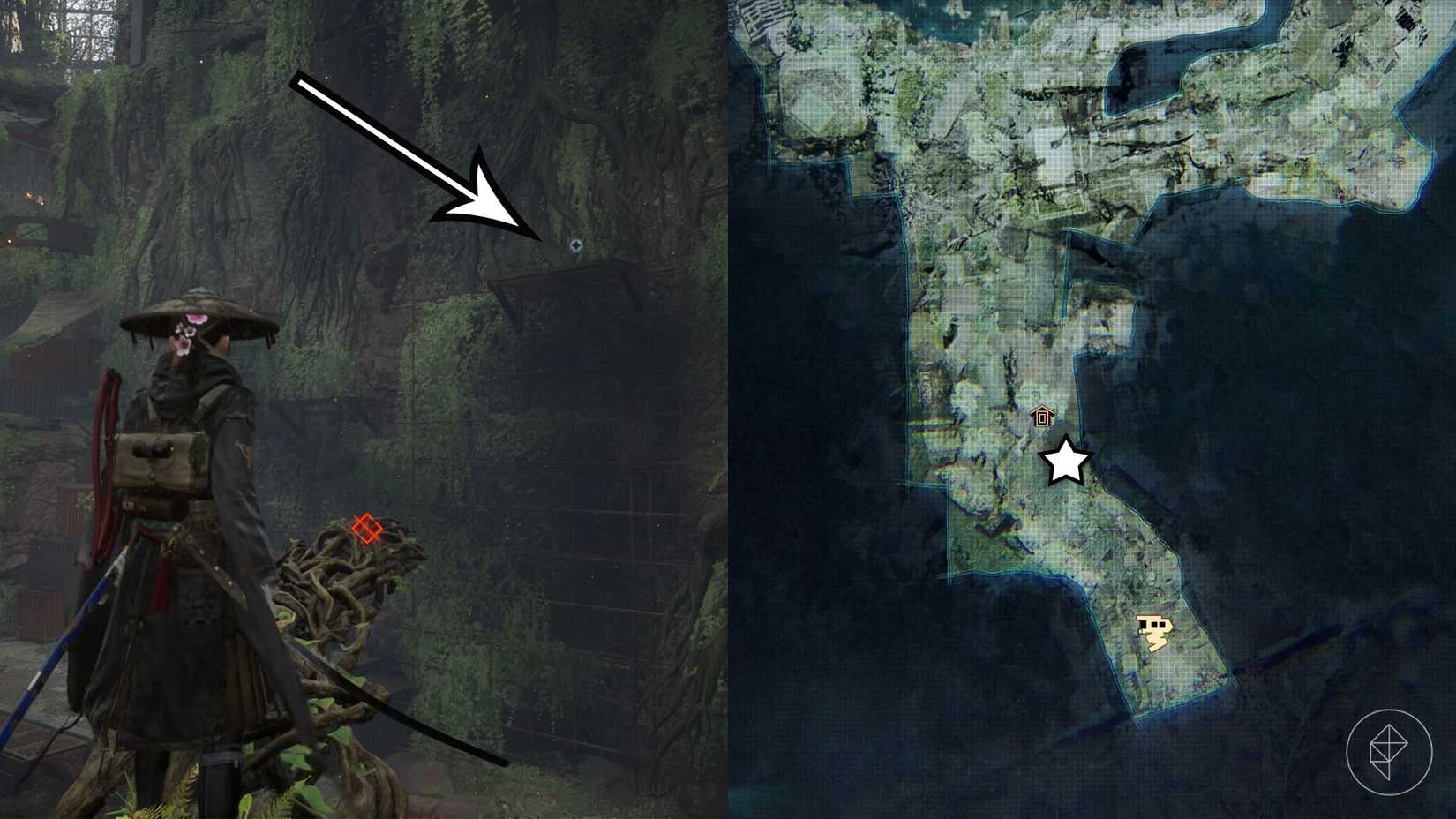 A montage of two Beast of Reincarnation images showing the location of generator devices