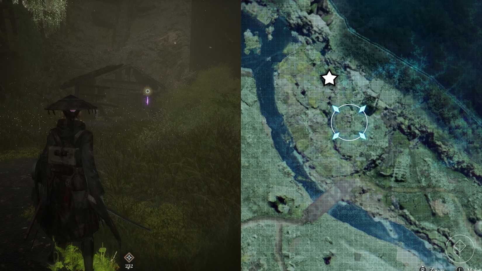 A montage of two Beast of Reincarnation images showing the location of a electronic brain