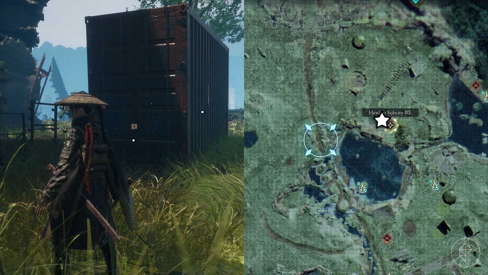 A montage of two Beast of Reincarnation images showing the location of generator devices
