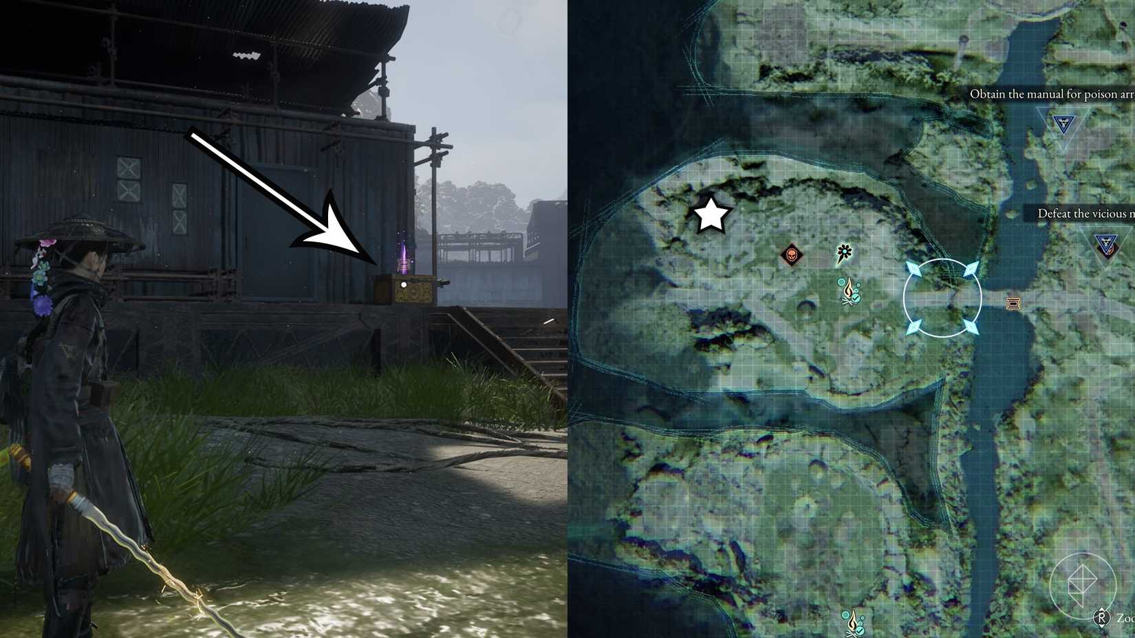 A montage of two Beast of Reincarnation images showing the location of generator devices