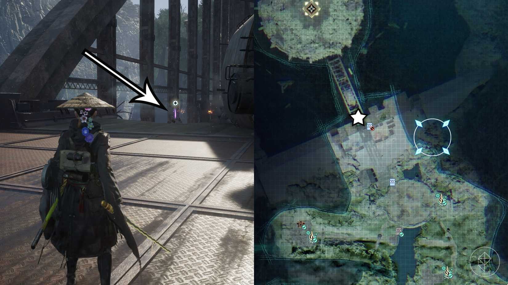 A montage of two Beast of Reincarnation images showing the location of generator devices