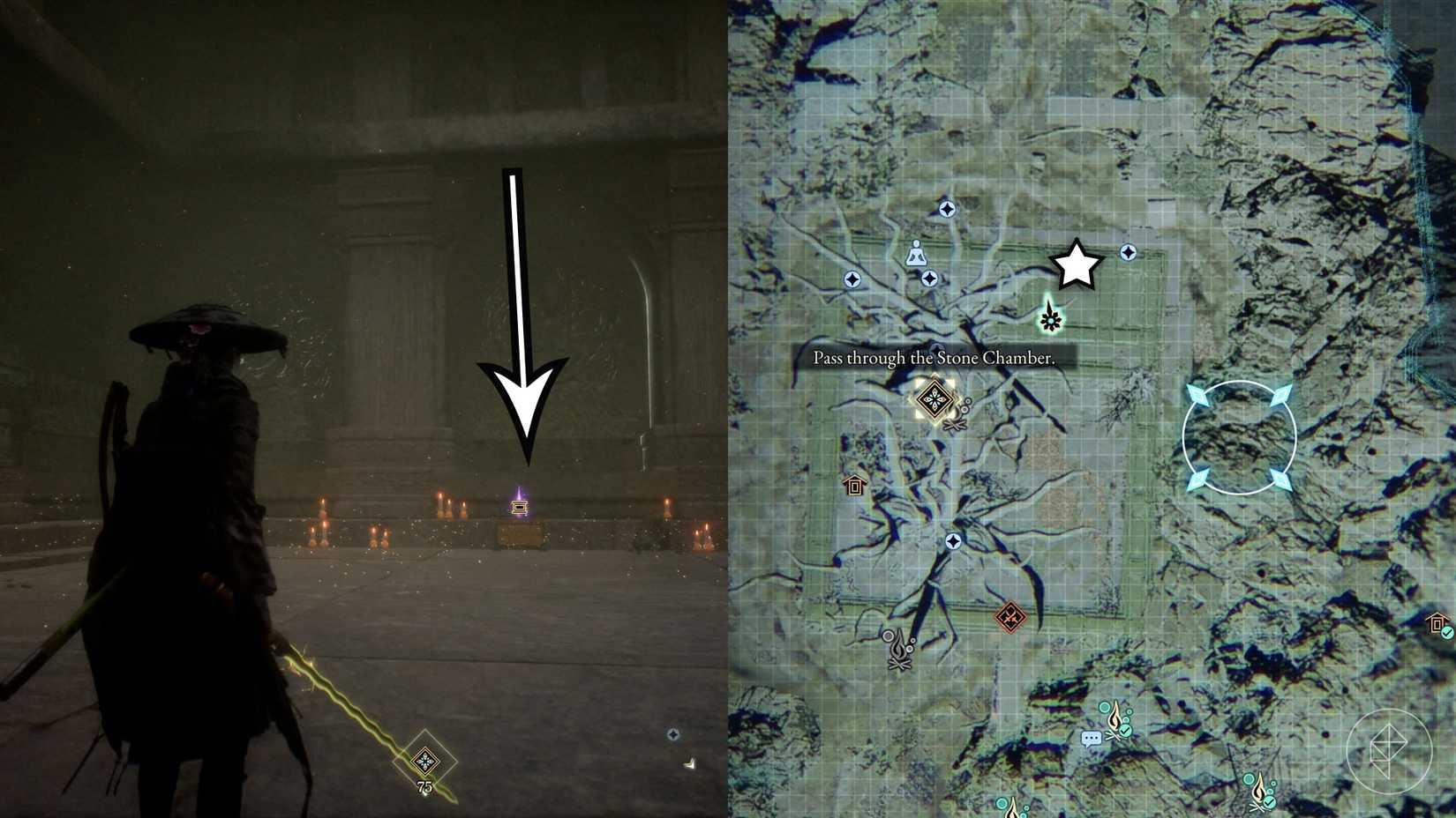 A montage of two Beast of Reincarnation images showing the location of generator devices