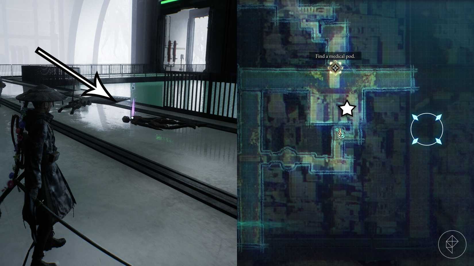 A montage of two Beast of Reincarnation images showing the location of a memory chip