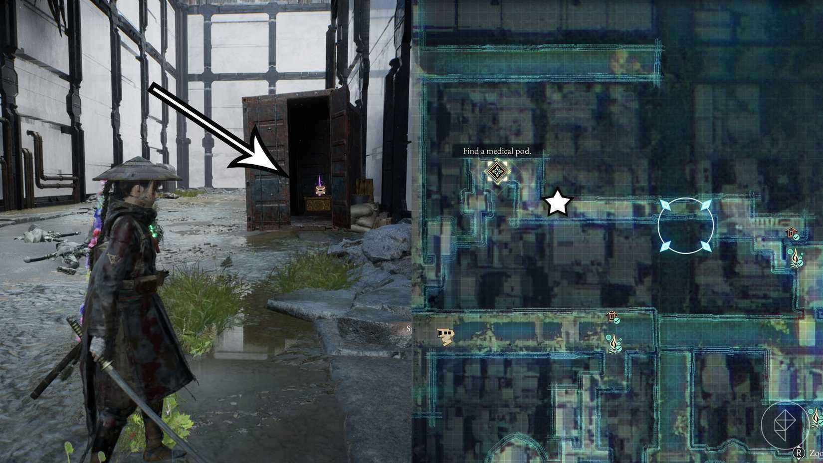 A montage of two Beast of Reincarnation images showing the location of a memory chip