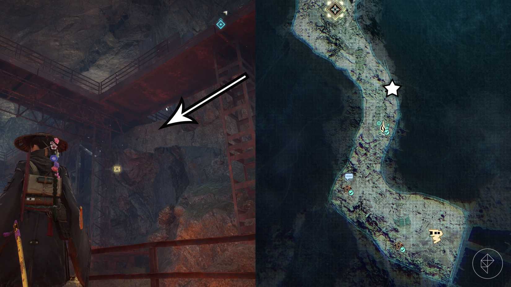 A montage of two Beast of Reincarnation images showing the location of a memory chip