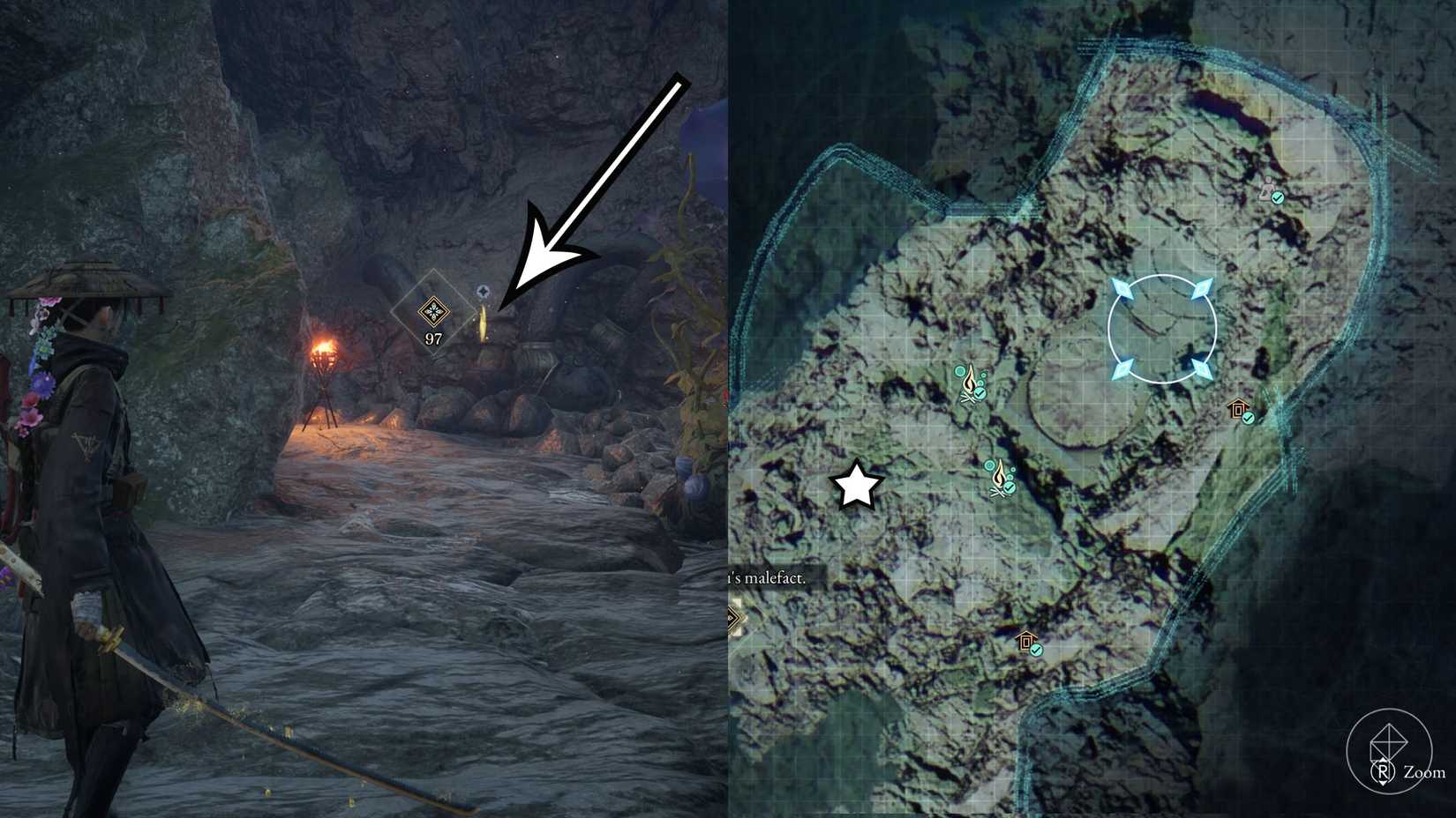 A montage of two Beast of Reincarnation images showing the location of a memory chip