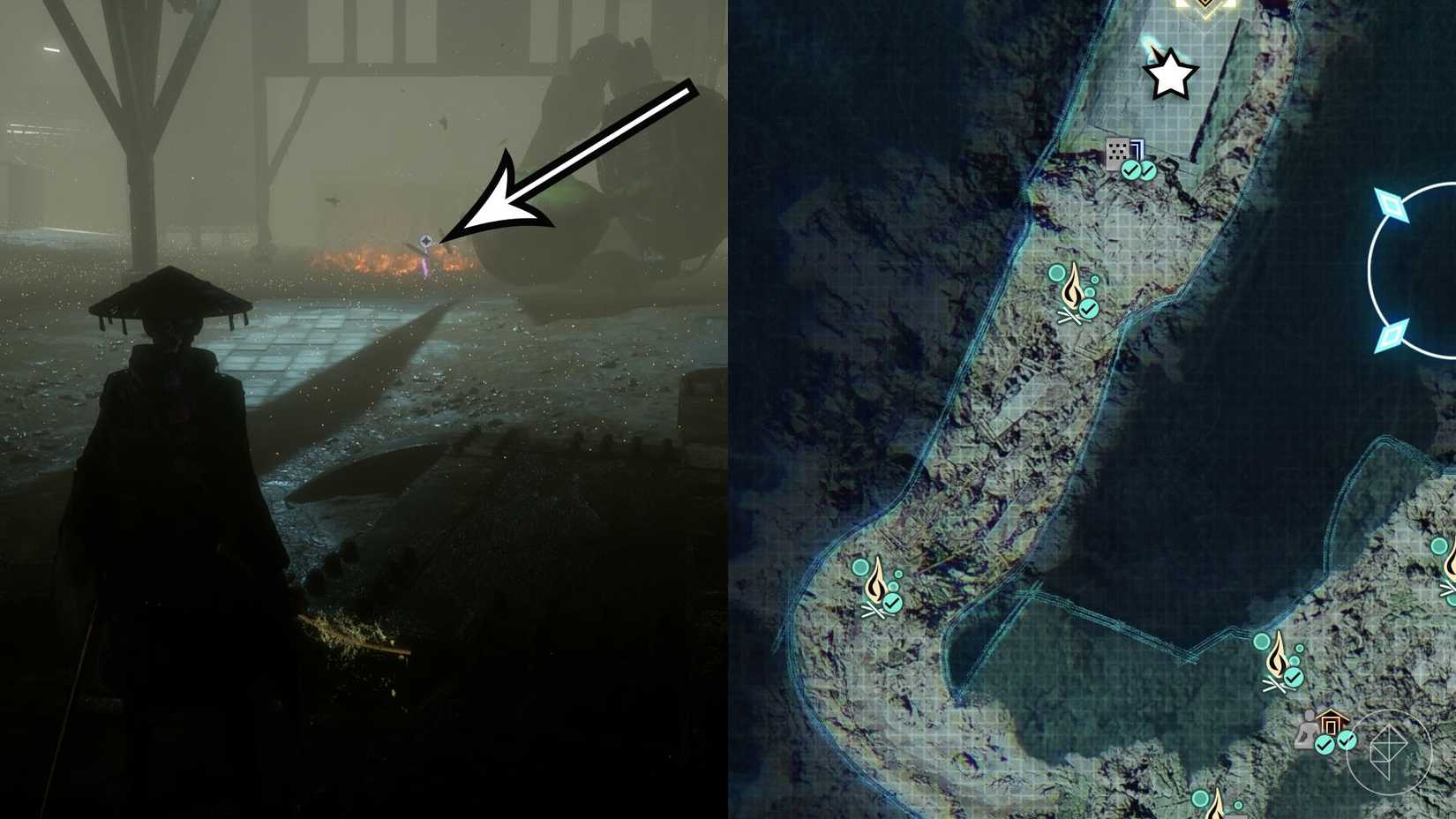 A montage of two Beast of Reincarnation images showing the location of a memory chip
