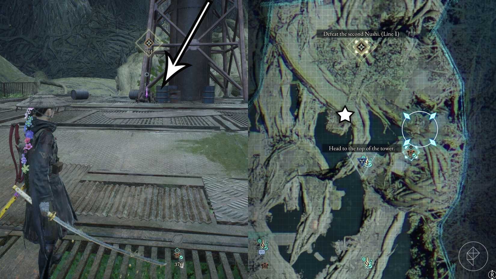 A montage of two Beast of Reincarnation images showing the location of a memory chip