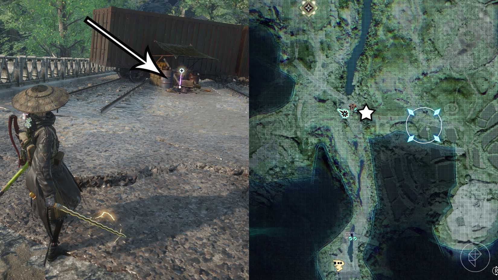 A montage of two Beast of Reincarnation images showing the location of a memory chip